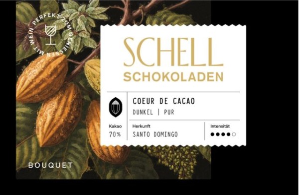 Schell Coeur de Cacao 70% Edelherbe Schokolade 50g