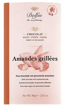 Dolfin Amandes Grillees geröstete Mandel Schokolade 60% Kakao 70g Tafel