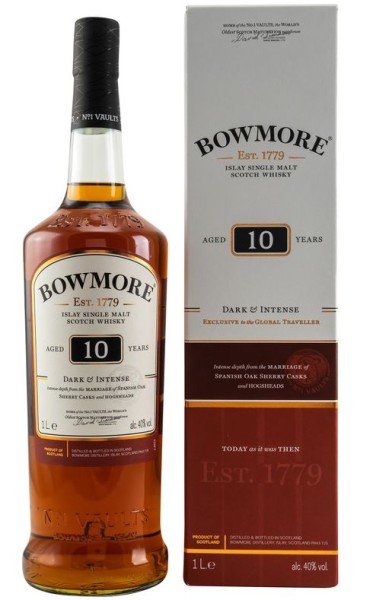 Bowmore 10 years LITER Dark & Intense Single Malt peated