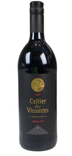 2021er Cellier Viscomtes Merlot Liter Perpignan Languedoc