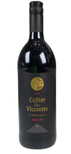 2022er Cellier Viscomtes Merlot Liter Perpignan Languedoc