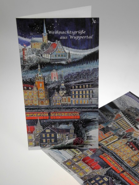 Weihnachtsgrußkarte Wuppertal Stadtteile nach Motiven von Klaus Burandt