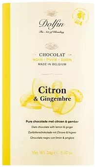 Dolfin Noir Citron & Gingembre 60% Schokolade 70g Tafel