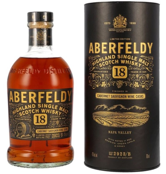 Aberfeldy 18 years single Napa Valley Cabernet Cask finish Malt Whisky