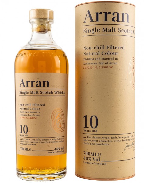 Arran 10 years single Malt non chill filtered Whisky