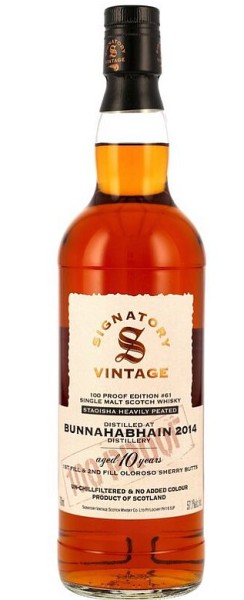 Bunnahabhain Staoisha 2014/2025 10 years Signatory Single Malt Whisky 100 proof Edition